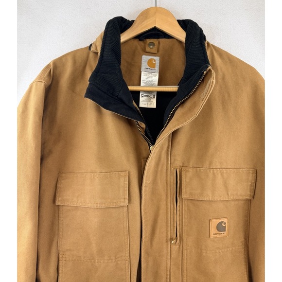 Mens Carhartt C75‎ BRN Tan Duck Canvas Heavy Jacket Coat Size LT No Hood NWOT